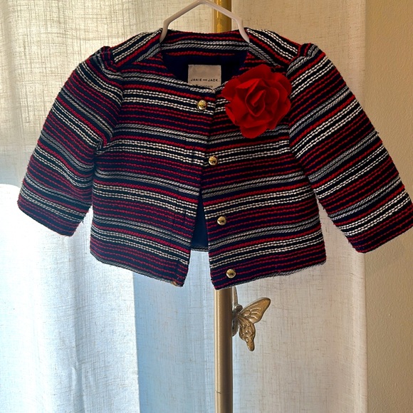 Janie and Jack Girls tweed 2T Jacket Red White - Picture 5 of 5